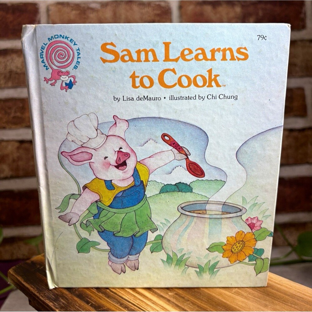 VTG 1988 Marvel Monkey Tales: Sam Learns to Cook Hardcover Book